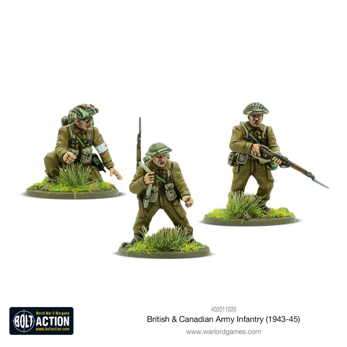 Warlord Games Britų ir Kanados armijos pėstininkų (1943–1945 m.) miniatiūros