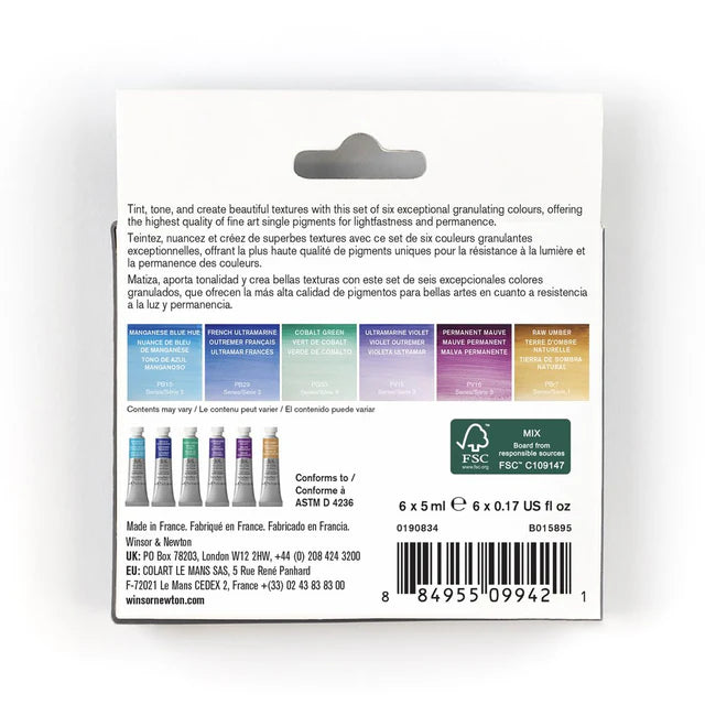 Winsor & Newton Professional akvarelės tūbelėse rinkinys Granulating, 6x5 ml