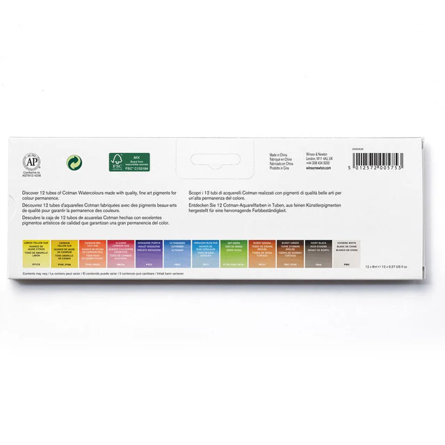 Winsor & Newton Cotman akvarelės rinkinys tūbelėse, 12x8 ml