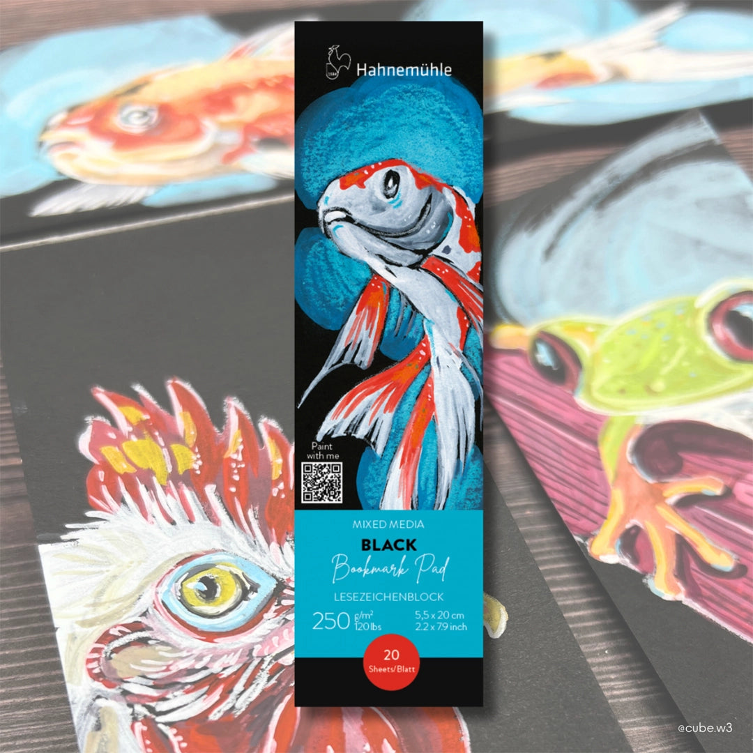 Hahnemühle Black Bookmark Pad juodas popierius skirtukų dizainui, 250 gsm