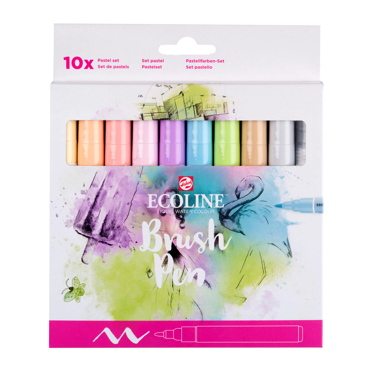 Ecoline Brush Pen set Pastel, 10 colours