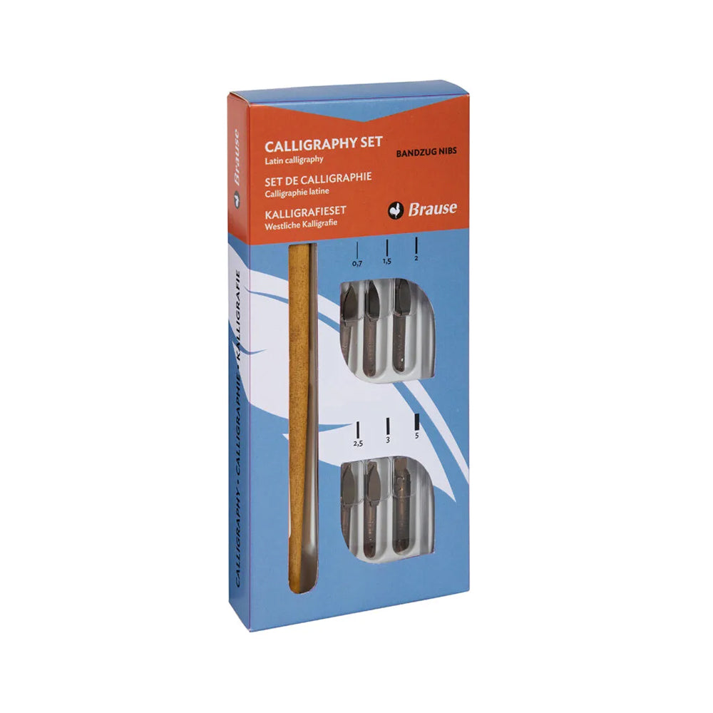Brause lotynų kaligrafijos rinkinys su 6 Bandzug plunksnomis ir plunksnakočiu