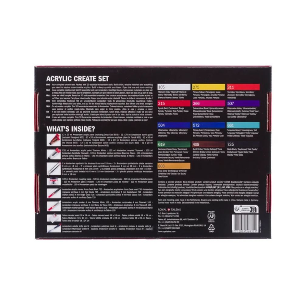 Amsterdam All-in-One akrilinės tapybos rinkinys, 20 vnt.