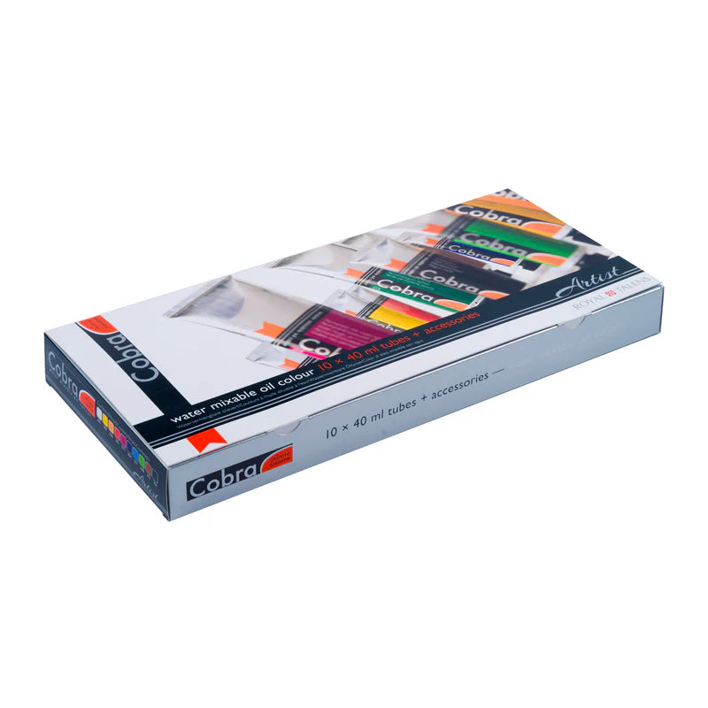 Cobra Artist vandeniu skiedžiamų aliejinių dažų dovanų rinkinys, 10x40 ml + priedai