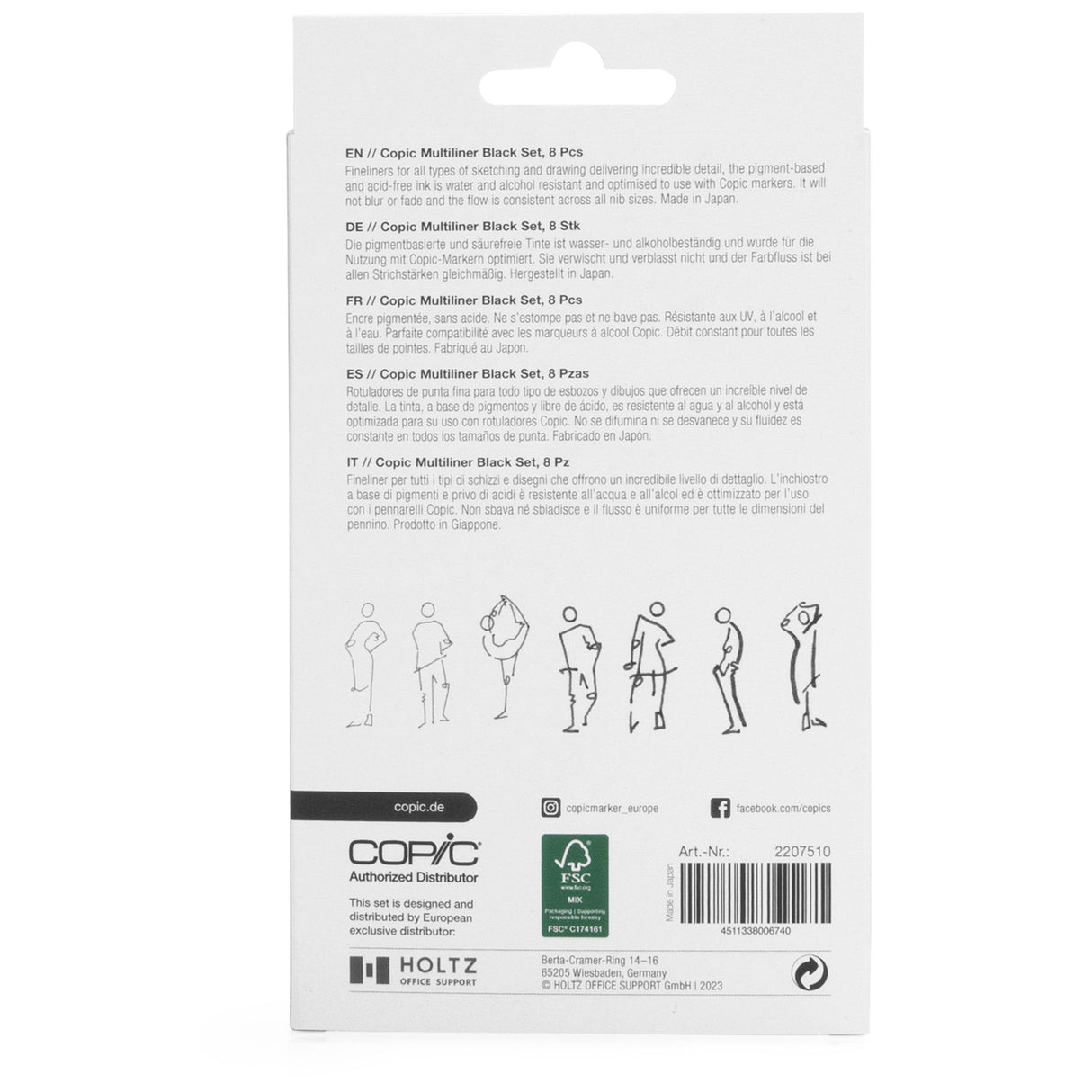 Copic Multiliner Black Set, 8 pcs.