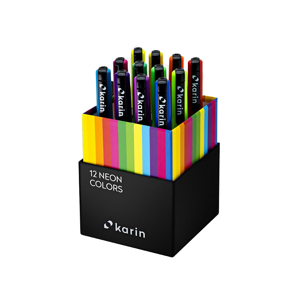 Karin Brushmarker PRO markerių rinkinys | 12 neoninių spalvų