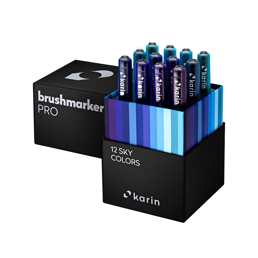 Karin Brushmarker PRO markerių rinkinys | 12 dangaus spalvų