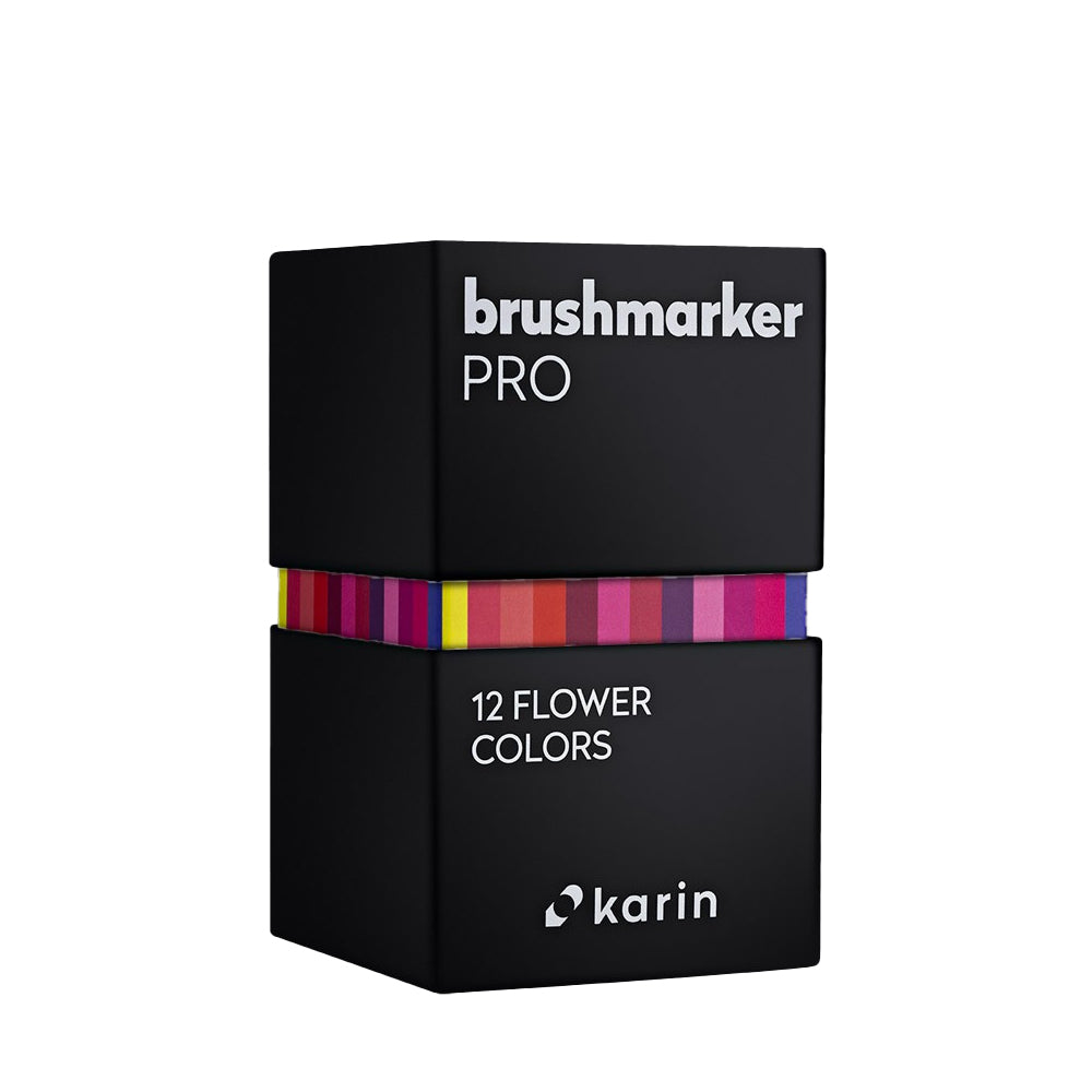 Karin Brushmarker PRO markerių rinkinys | 12 gėlių spalvų