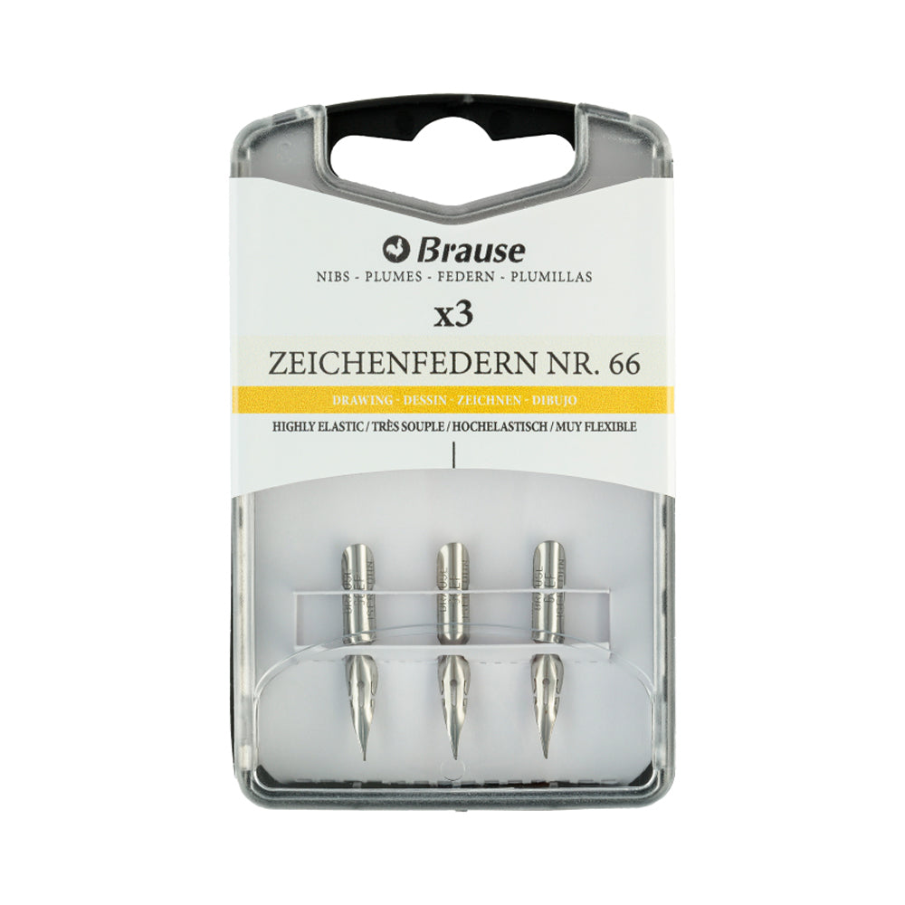 Brause piešimo plunksnos plunksnakočiams, Nr. 66, 3 vnt.