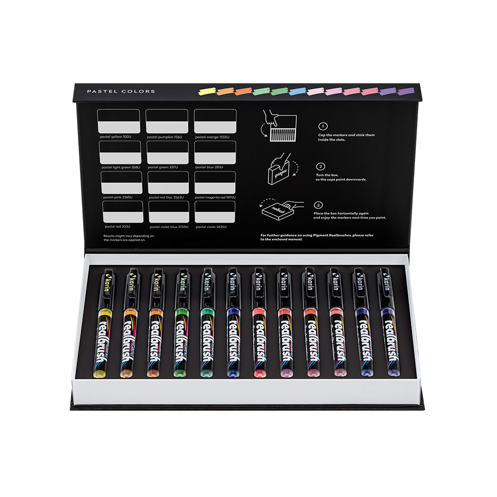 Karin Realbrush PIGMENT pastelinių spalvų rinkinys | 12 spalvų