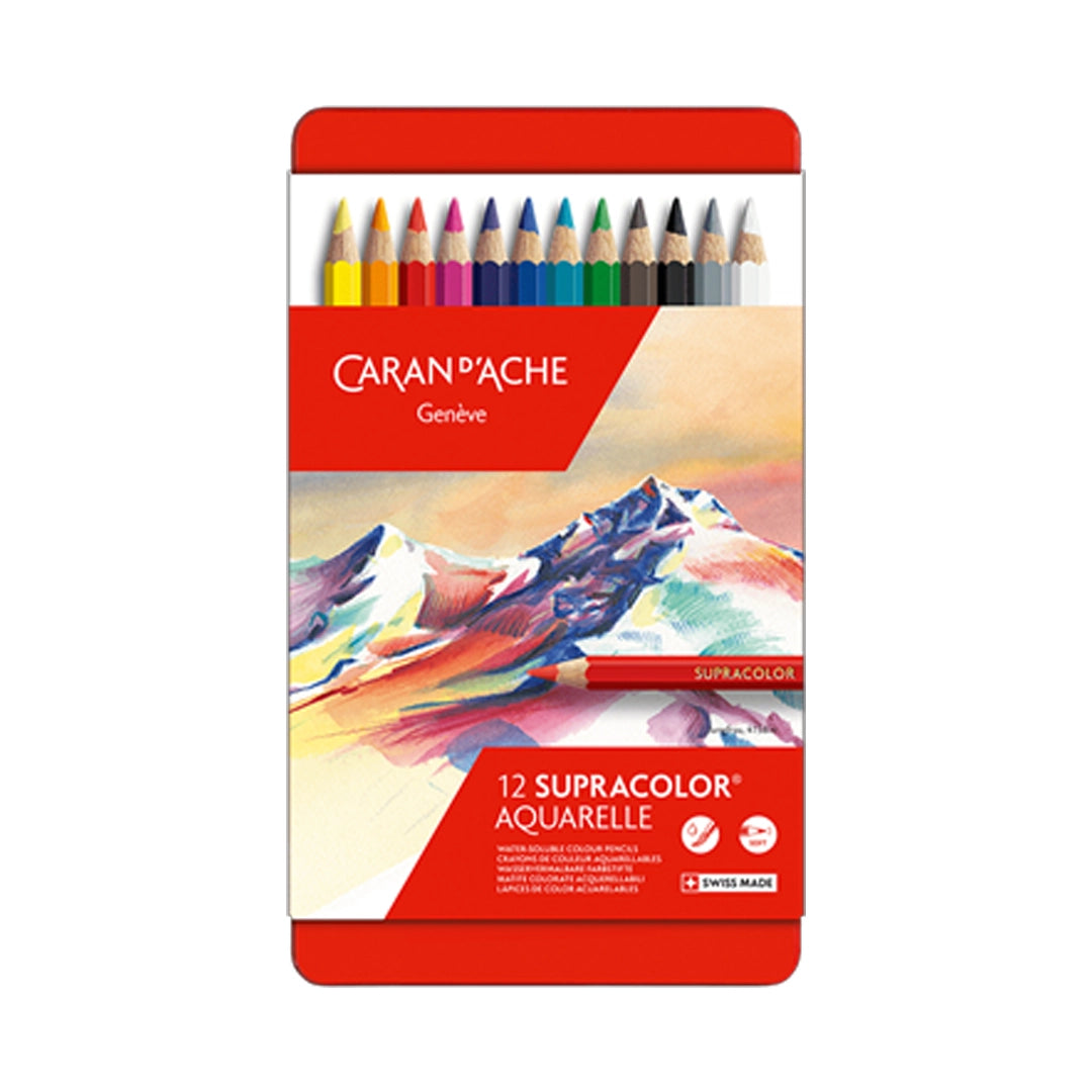 Caran d'Ache SUPRACOLOR™ Aquarelle spalvotų akvarelinių pieštukų rinkinys, 12 vnt.