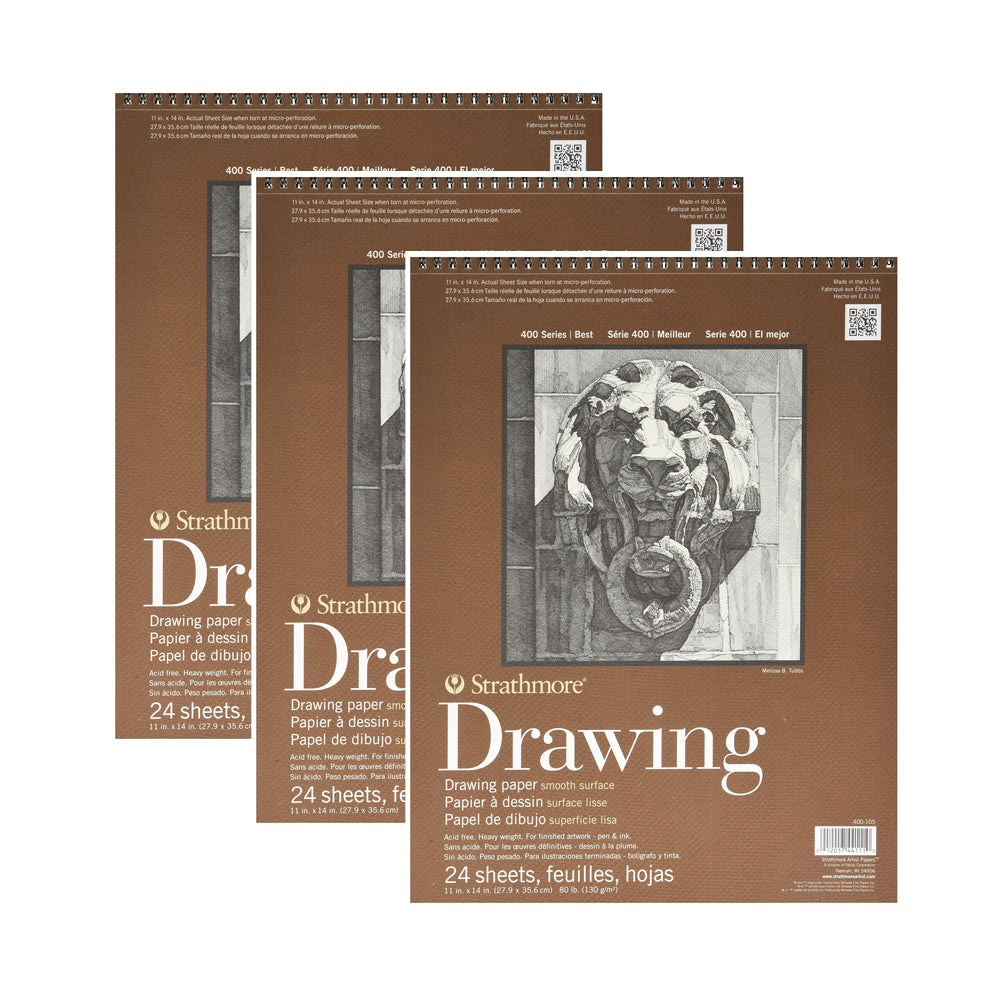 Strathmore Drawing Smooth 400 Series spiralinis popieriaus bloknotas, 130 gsm, 24 lapai