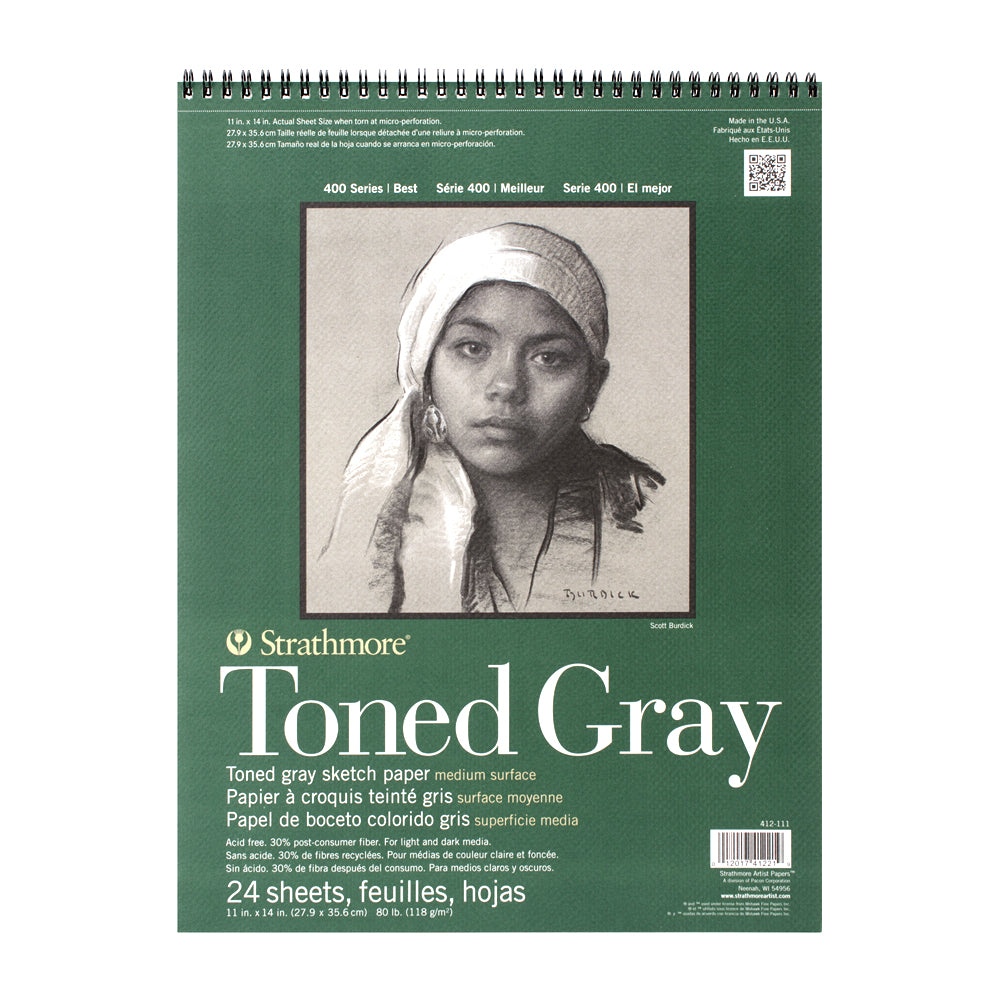 Strathmore Toned Gray 400 Series spiralinis popieriaus bloknotas, 118 gsm