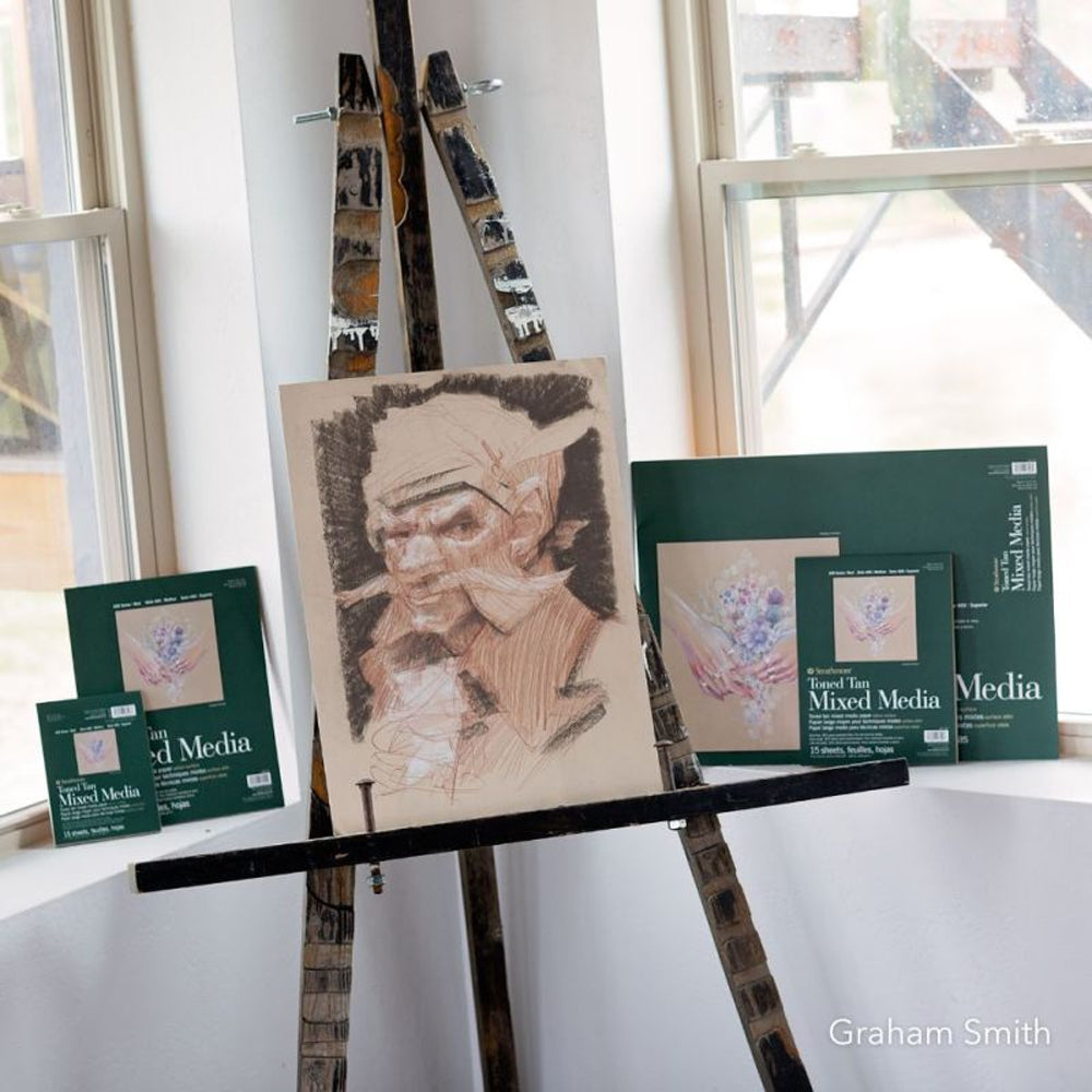 Strathmore Mixed Media 400 Series rusvai tonuoto popieriaus bloknotas, 300 gsm, 15 lapų