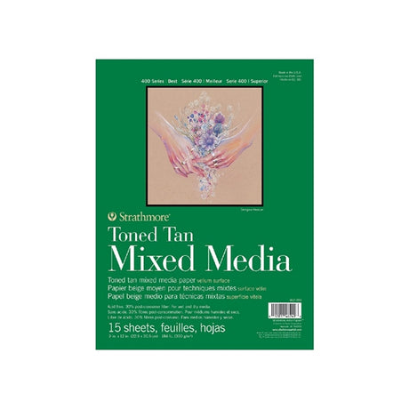 Strathmore Mixed Media 400 Series rusvai tonuoto popieriaus bloknotas, 300 gsm, 15 lapų