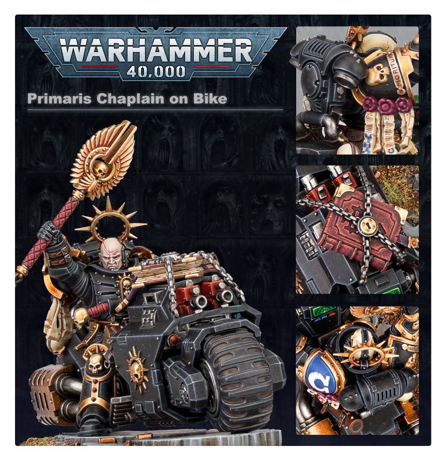 Warhammer 40,000 Space Marines: Chaplain on Bike miniatiūros surinkimo rinkinys