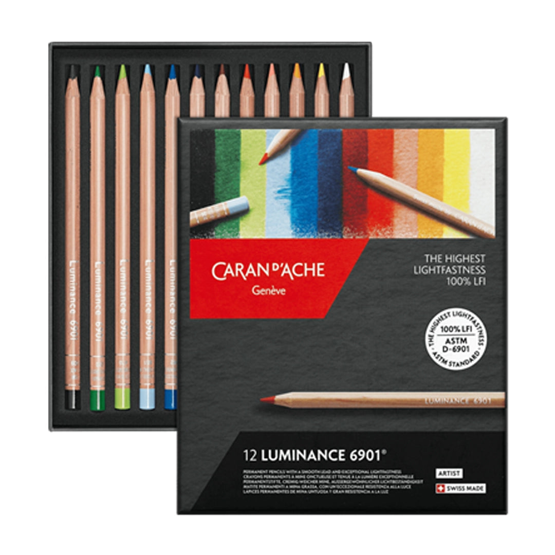 Caran d'Ache LUMINANCE spalvotų pieštukų rinkinys, 12 vnt.