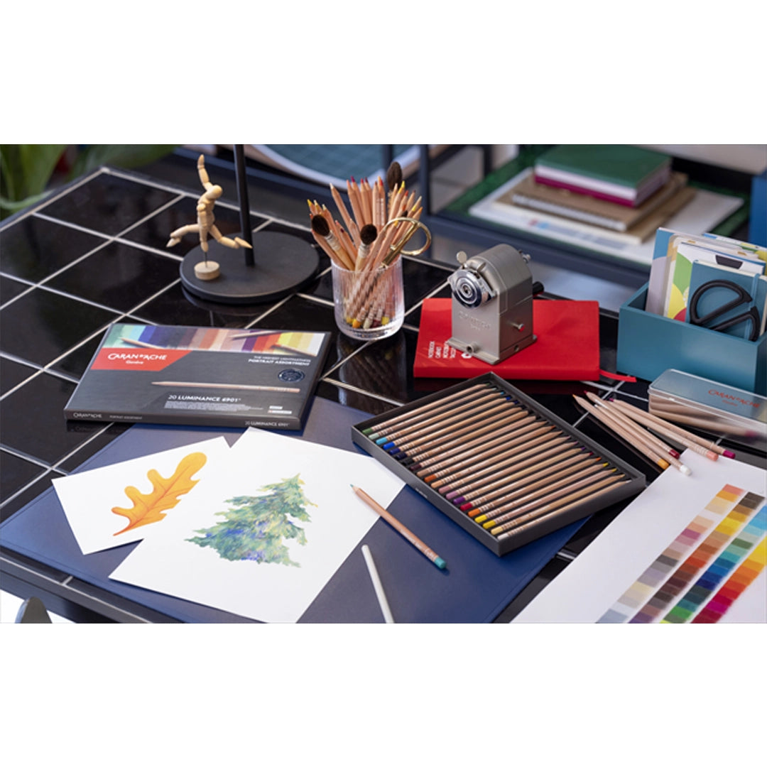 Caran d'Ache LUMINANCE spalvotų pieštukų rinkinys, 100 vnt. + 2 pieštukai maišymui