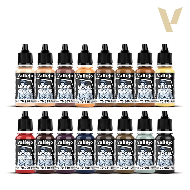 Vallejo Model Color Face & Skin Tones Acrylic Paint Set, 16x18 ml