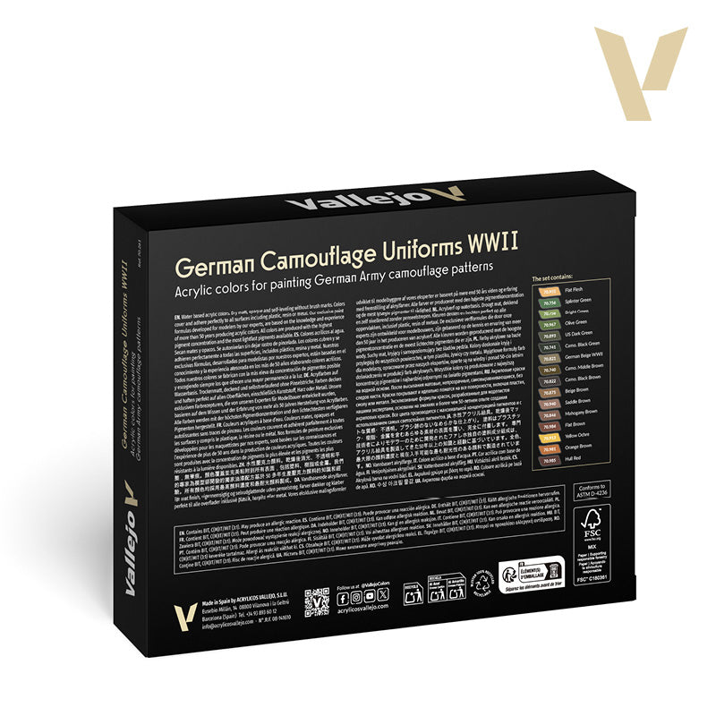 Vallejo Model Color German Camouflage Uniforms WWII akrilinių dažų rinkinys, 16x18 ml