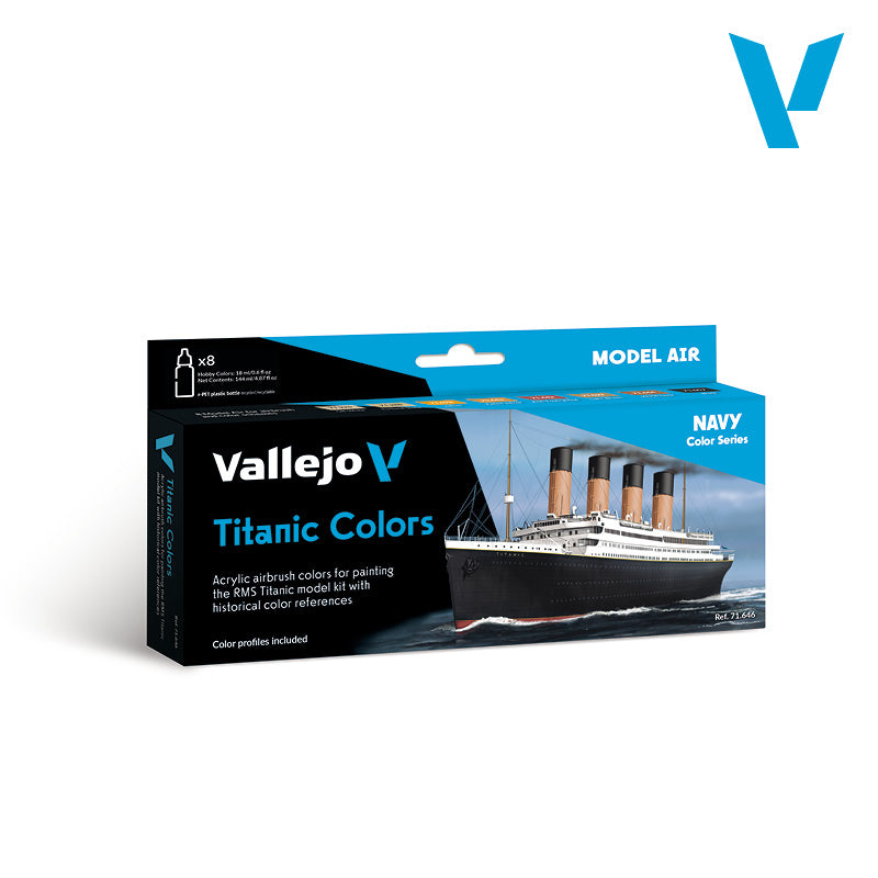 Vallejo Model Air Titanic Colors dažų rinkinys, 8x18 ml – Art Spices