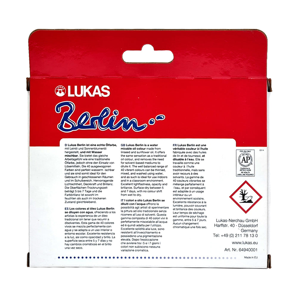Lukas Berlin vandeniu skiedžiamų aliejinių dažų rinkinys, 6x20 ml