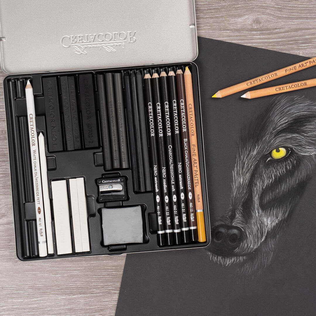 Cretacolor Wolf Box piešimo priemonių rinkinys, 25 vnt.