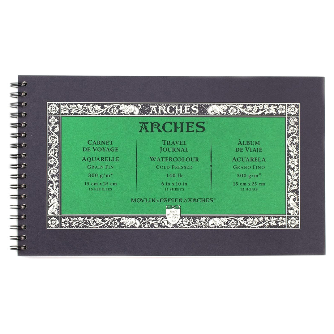 Arches spiralinis akvarelinio popieriaus bloknotas, Cold Pressed, 300 gsm, 100 % medvilnė, 15 lapų