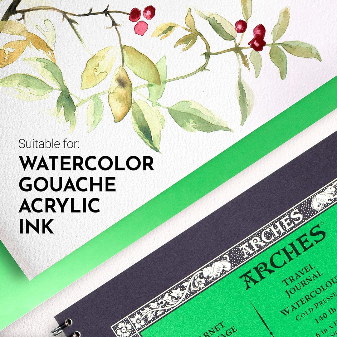 Arches spiralinis akvarelinio popieriaus bloknotas, Cold Pressed, 300 gsm, 100 % medvilnė, 15 lapų