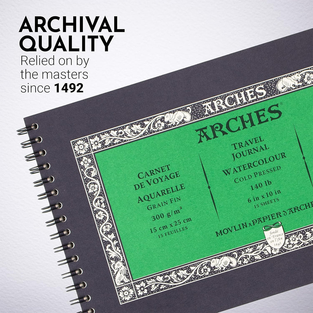 Arches spiralinis akvarelinio popieriaus bloknotas, Cold Pressed, 300 gsm, 100 % medvilnė, 15 lapų