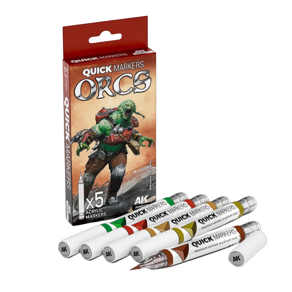 AK Interactive Quick Markers Orcs rinkinys, 5 markeriai