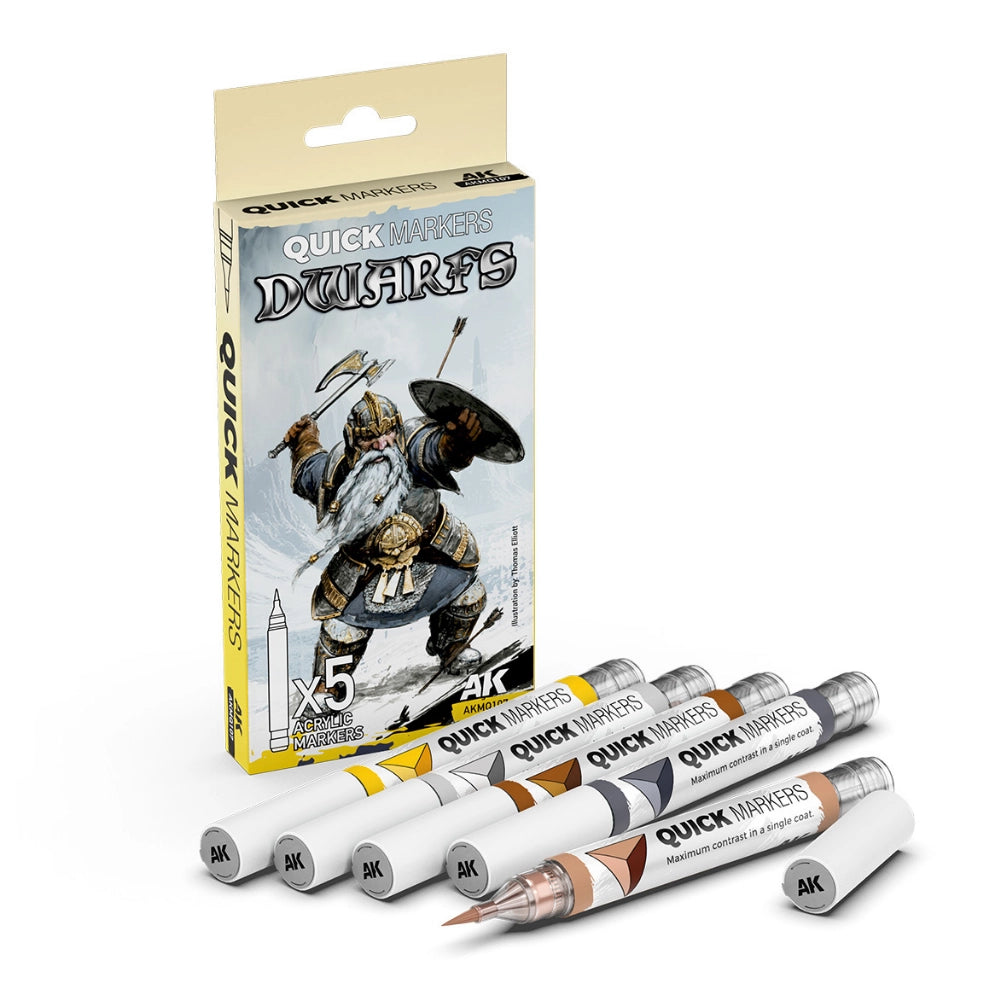 AK Interactive Quick Markers Dwarfs rinkinys, 5 markeriai