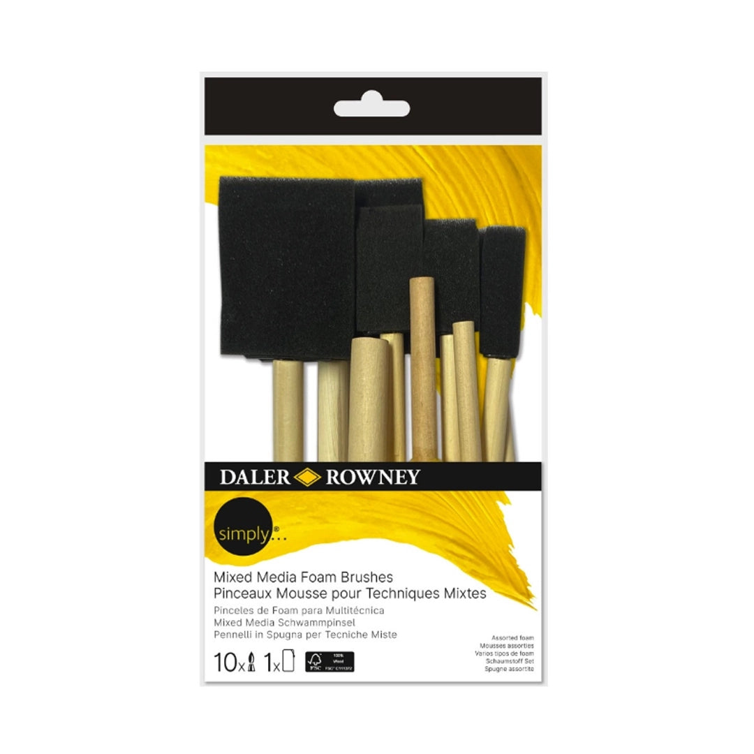 Daler-Rowney Mixed Media Foam Brushes Set, 10 pcs.
