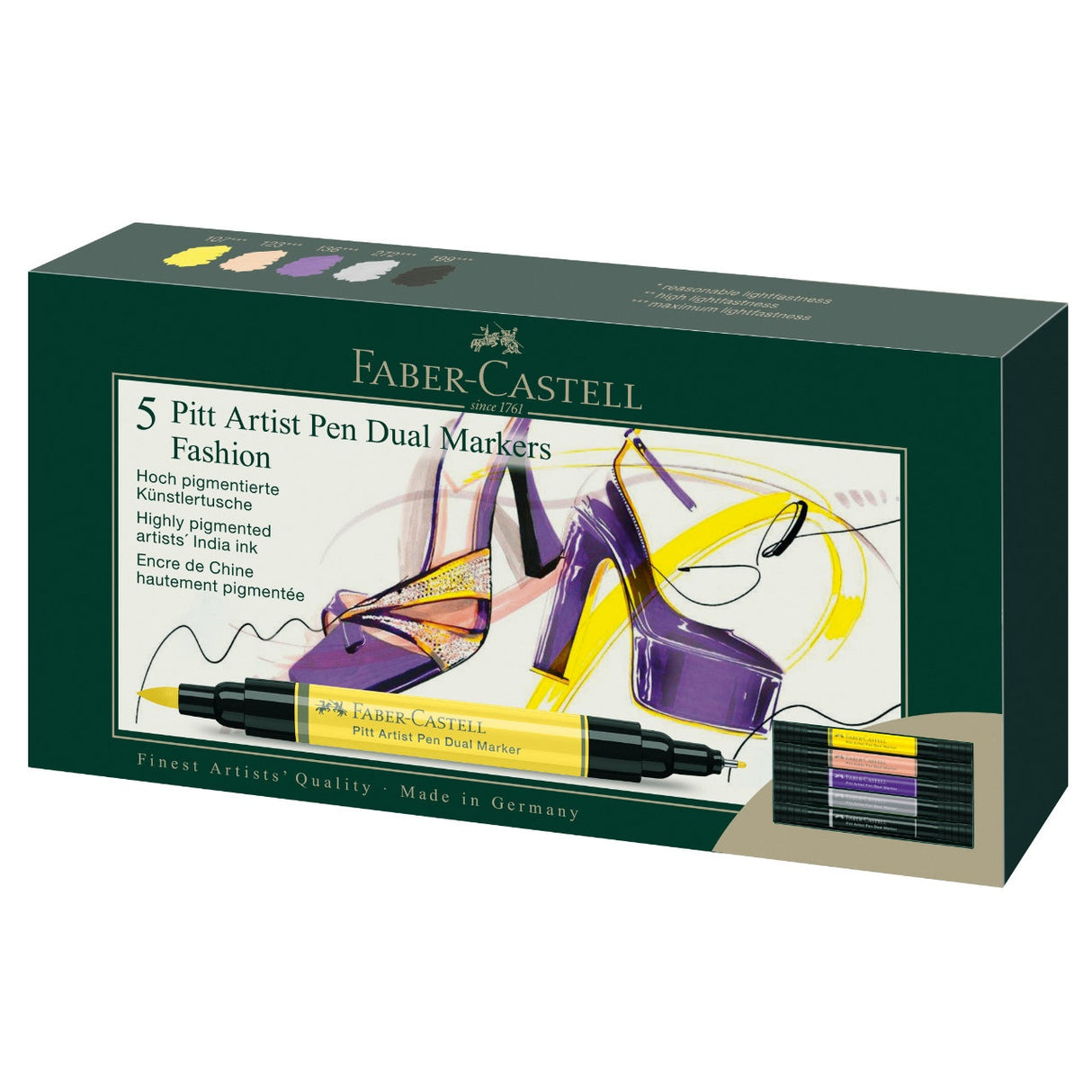 Faber-Castell Pitt Artist Fashion dvipusių rašiklių piešimui rinkinys, 5 vnt.
