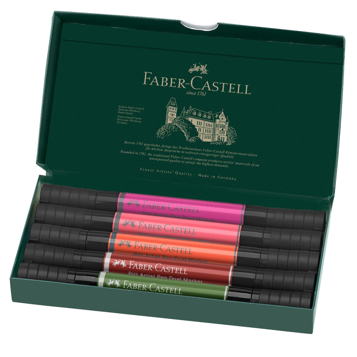Faber-Castell Pitt Artist Flowers dvipusių rašiklių piešimui rinkinys, 5 vnt.