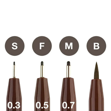 Faber-Castell Pitt Artist India Ink rašiklių piešimui rinkinys, 4 vnt., tamsios sepijos spalvos