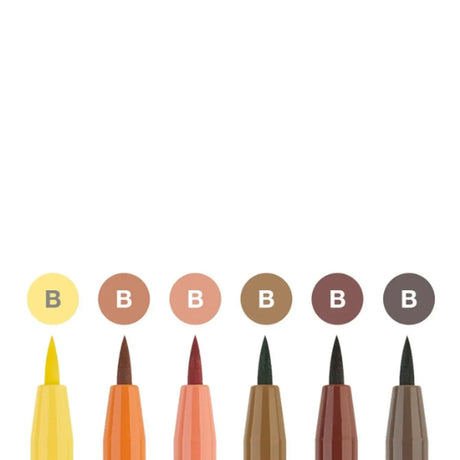 Faber-Castell Pitt Artist India Ink Terra teptukinių rašiklių piešimui rinkinys, 6 vnt., įvairių spalvų