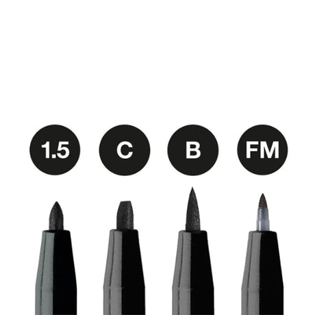 Faber-Castell Pitt Artist India Ink rašiklių rinkinys, 4 vnt., juodos spalvos, 1.5, C, B, FM
