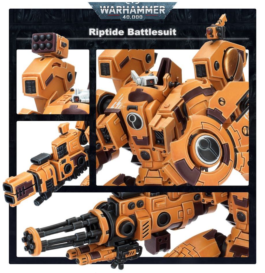 Warhammer 40,000 T'au Empire: Riptide Battlesuit miniatiūrų surinkimo rinkinys