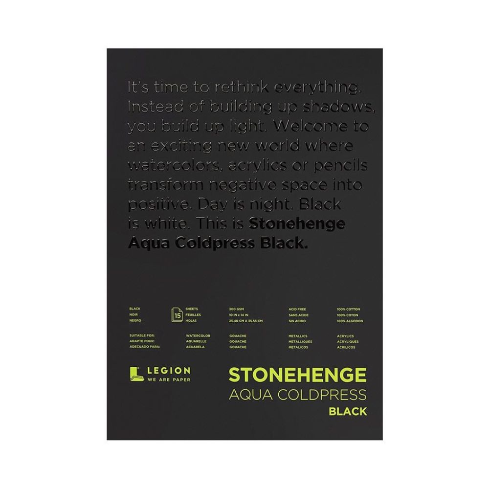 Stonehenge Aqua Black akvarelinis popierius, 15 lapų, 300 gsm