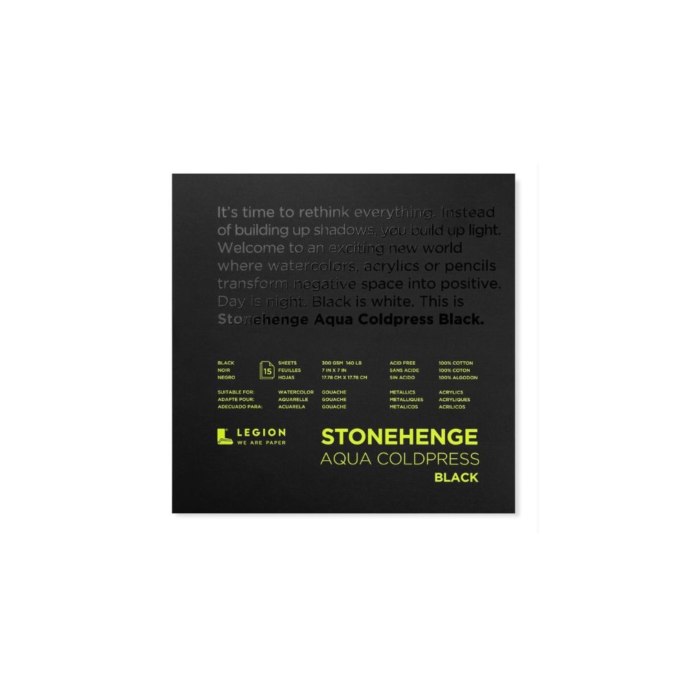 Stonehenge Aqua Black akvarelinis popierius, 15 lapų, 300 gsm