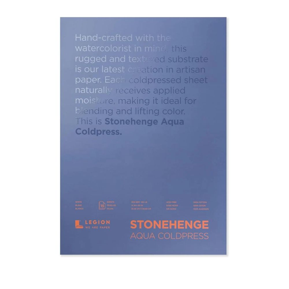 Stonehenge Aqua White akvarelinis popierius, 15 lapų, 300 gsm