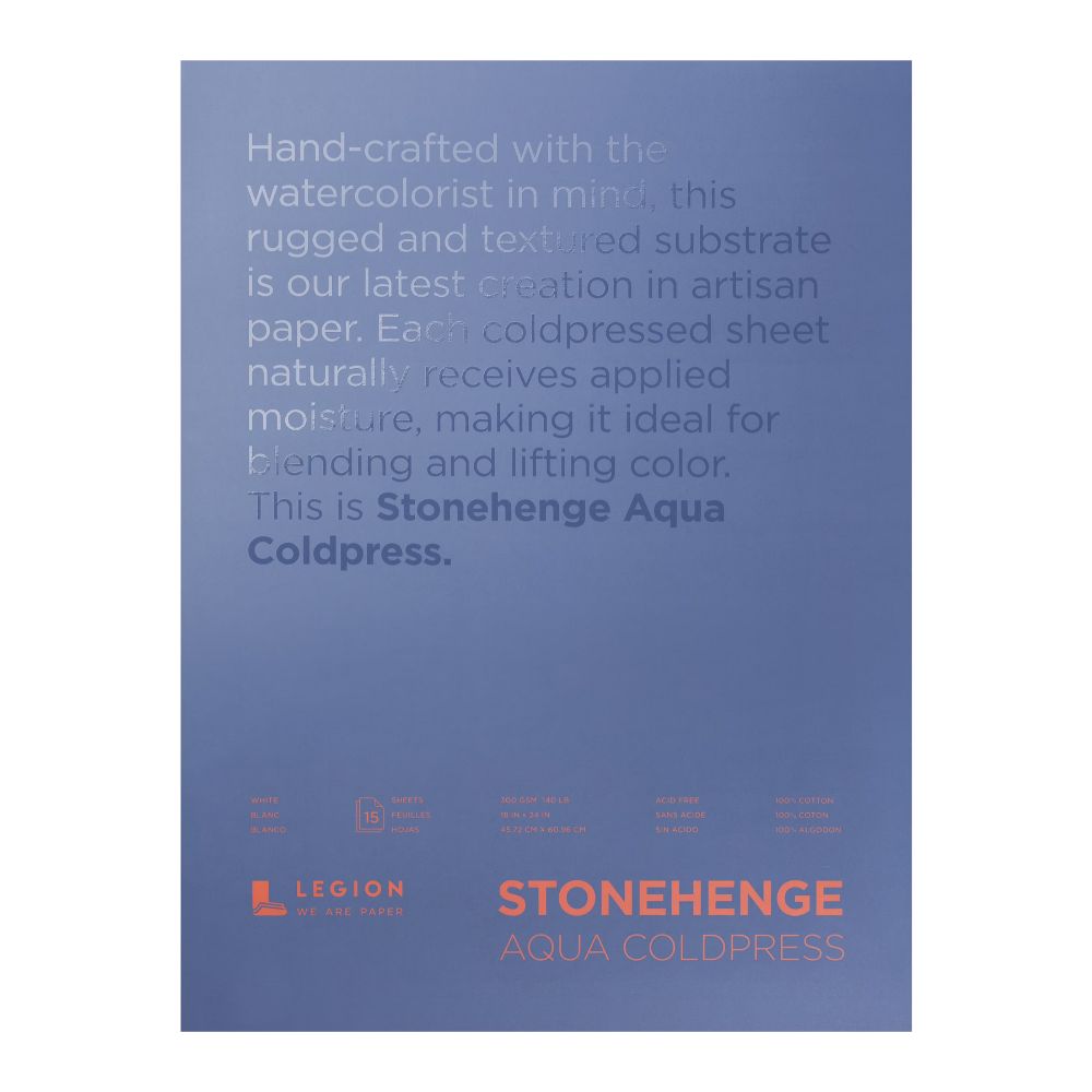 Stonehenge Aqua White akvarelinis popierius, 15 lapų, 300 gsm