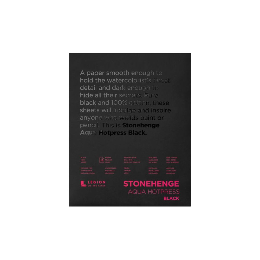 Stonehenge Aqua Black akvarelinis popierius, 15 lapų, 300 gsm