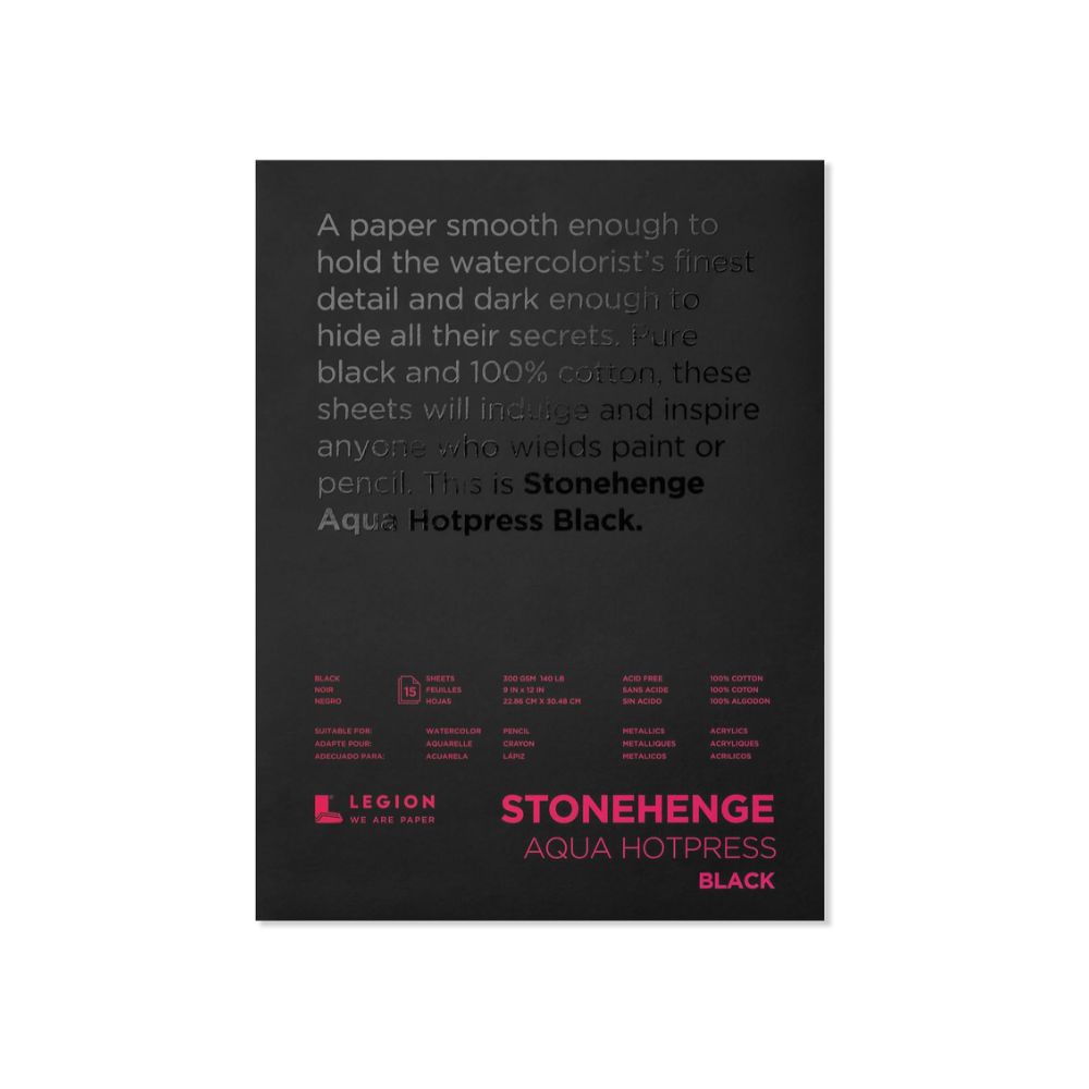 Stonehenge Aqua Black akvarelinis popierius, 15 lapų, 300 gsm