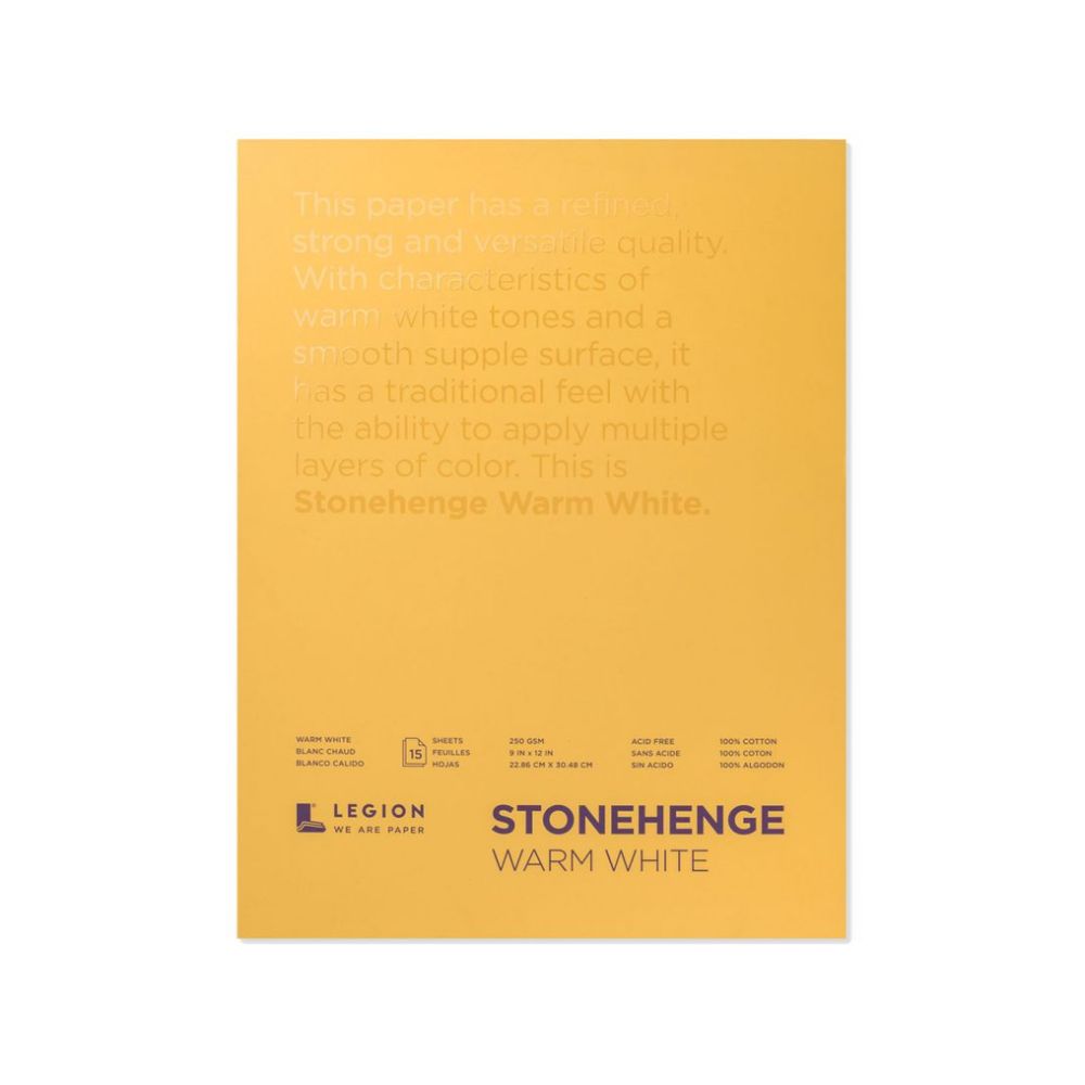Stonehenge Warm White drawing paper, 15 sheets, 250 gsm
