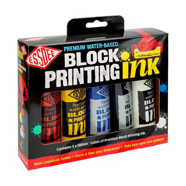 Essdee pagrindinių spalvų blokinio spausdinimo dažų rinkinys, 5x100 ml