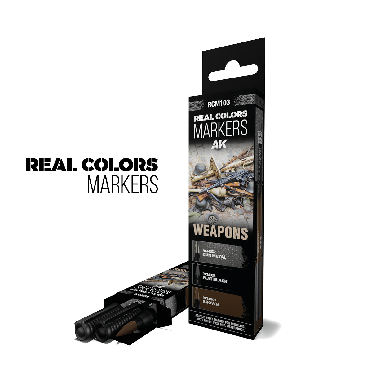 AK Interactive Real Colors Markers Weapons rinkinys, 3 markeriai