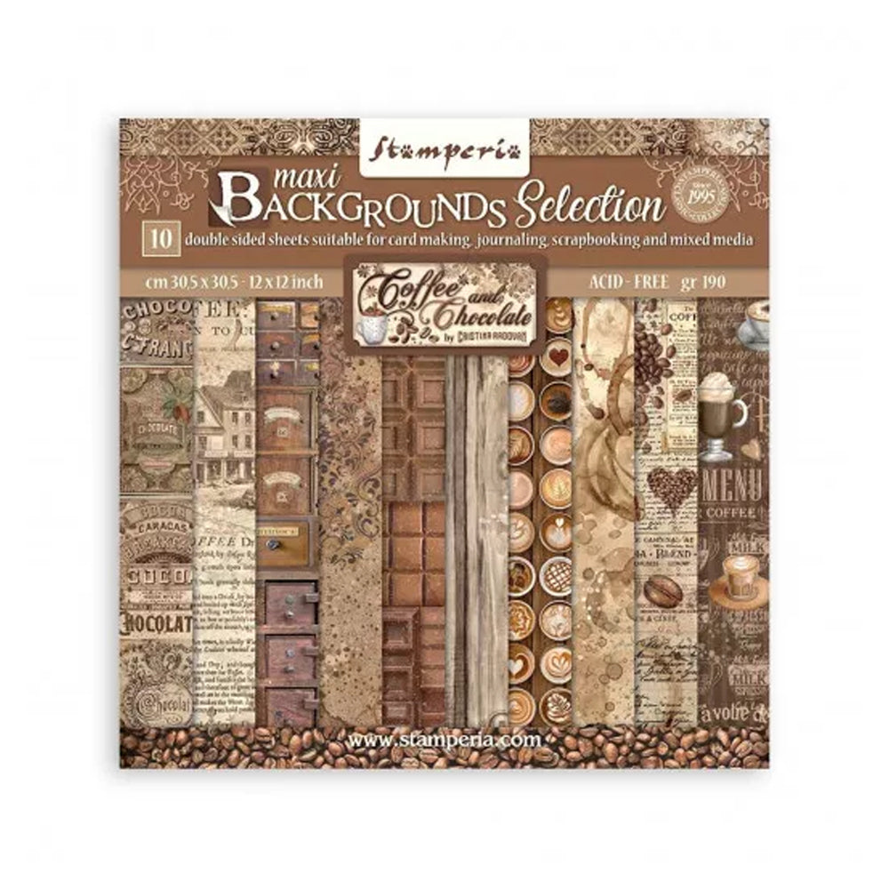 Stamperia Double-Sided Scrapbooking Paper Set - Coffee and Chocolate, 10 units