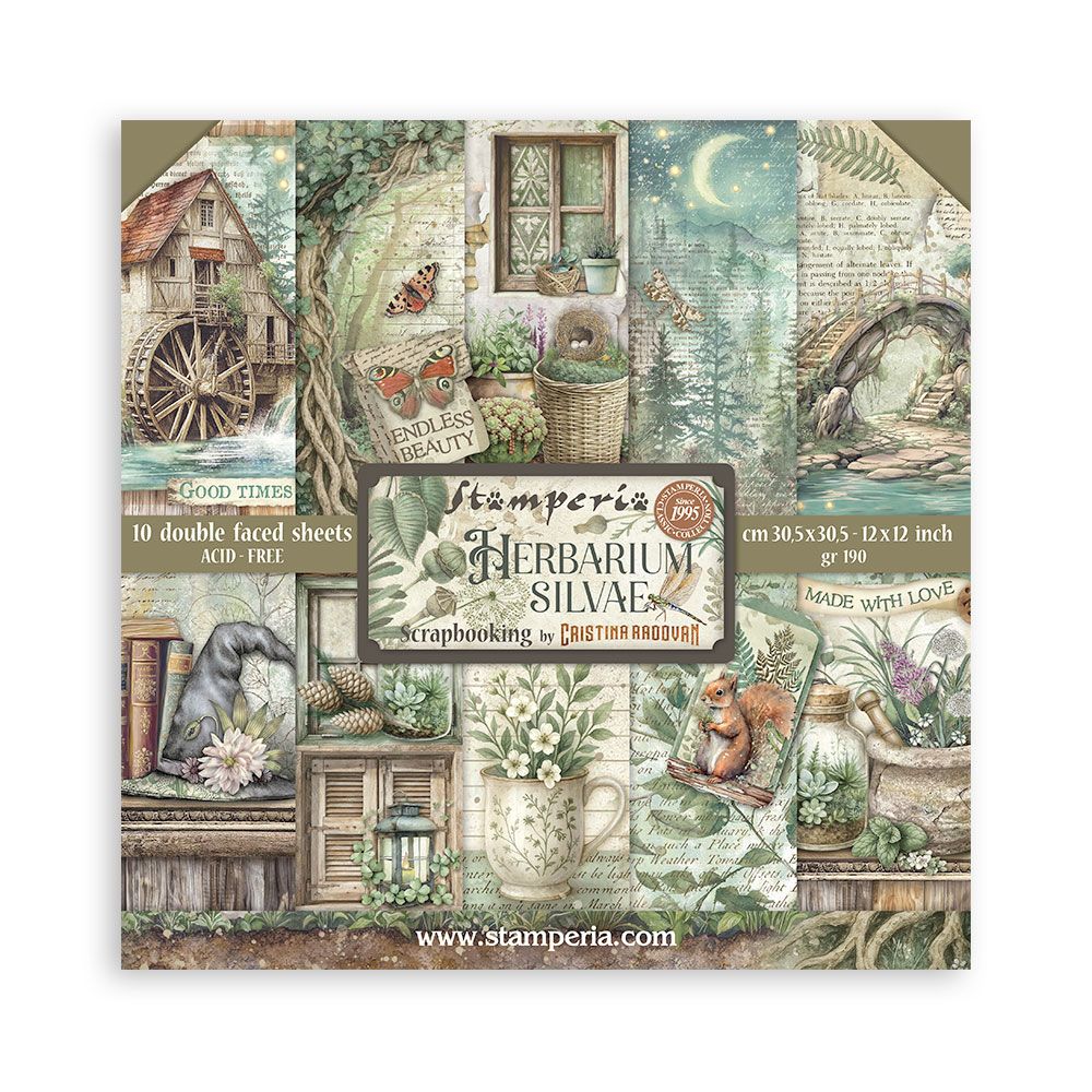 Stamperia Double-Sided Scrapbooking Paper Set - Herbarium Silvae, 10 units